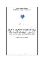 Quản lý nhà nước của ủy ban nhân dân tỉnh về tiêu chuẩn đo lường chất lượng sản phẩm, hàng hóa