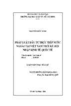 Pháp luật đầu tư trực tiếp nước ngoài tại việt nam thời kỳ hội nhập kinh tế quốc tế