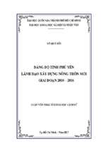 đảng bộ tỉnh phú yên lãnh đạo xây dựng nông thôn mới giai đoạn 2010 2016    