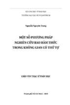 Luận văn thạc sĩ một số phương pháp nghiên cứu bao hàm thức trong không gian có thứ thự