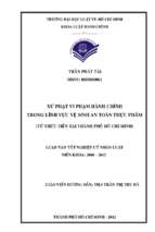 Xử phạt vi phạm hành chính trong lĩnh vực vệ sinh an toàn thực phẩm (từ thực tiễn tại thành phố hồ chí minh). ho chi minh)