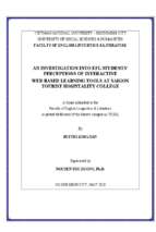 An investigation into efl students' perceptions of interactive web based learning tools at saigon tourist hospitality college    m.a.  60.14.10 