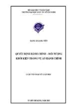 Quyết định hành chính   đối tượng khởi kiện trong vụ án hành chính