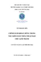 Chính sách khoan hồng trong việc kiểm soát thoả thuận hạn chế cạnh tranh