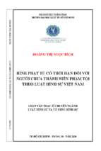 Hình phạt tù có thời hạn đối với người chưa thành niên phạm tội theo luật hình sự việt nam