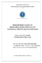 Thẩm định dự án đầu tư trong hoạt động cho vay của ngân hàng thương mại tại việt nam