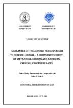 Guarantee of the accused person's right todefense counsel   a comparative study of voetnamese, german and american criminal procedure laws