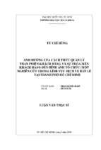 ảnh hưởng của cách thức quản lý than phiền khách hàng và sự thỏa mãn khách hàng đến hình ảnh tổ chức một nghiên cứu trong lĩnh vực dịch vụ bán lẻ tại thành phố hồ chí minh