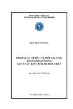 Pháp luật về bảo vệ môi trường trong hoạt động sản xuất, kinh doanh hóa chất