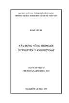 Xây dựng nông thôn mới ở tỉnh tiền giang hiện nay    