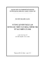 Vương quyền thái lan dưới góc nhìn văn hóa chính trị từ sau biến cố 1932    