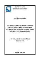 Các nhân tố ảnh hưởng đến việc thực hiện công tác kế toán quản trị (management accounting practices) của các doanh nghiệp nhỏ và vừa tại thành phố đà nẵng