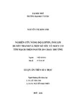 Nghiên cứu nồng độ leptin và insulin huyết thanh trên người ăn chay trường
