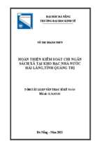 Hoàn thiện kiểm soát chi ngân sách xã tại kho bạc nhà nước hải lăng, tỉnh quảng trị