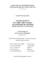 Văn hóa quản lý các thiết chế văn hóa tại thành phố hồ chí minh (trường hợp quận 8, tp. hồ chí minh)    