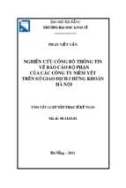 Nghiên cứu công bố thông tin về báo cáo bộ phận của các công ty niêm yết trên sở giao dịch chứng khoán hà nội