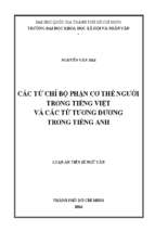 Các từ chỉ bộ phận cơ thể người trong tiếng việt và các từ tương đương trong tiếng anh    