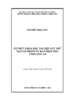 Tổ chức khoa học tài liệu lưu trữ tại văn phòng ủy ban nhân dân tỉnh long an    
