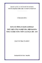 đảng bộ tỉnh an giang lãnh đạo thực hiện công nghiệp hóa, hiện đại hóa nông nghiệp, nông thôn giai đoạn 2001 2015    