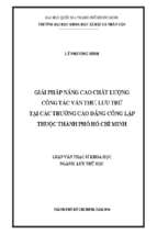 Giải pháp nâng cao chất lượng công tác văn thư, lưu trữ tại các trường cao đẳng công lập thuộc thành phố hồ chí minh    