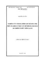 Nghiên cứu tính đa hình gen mã hóa thụ thể vitamin d trong một số thể bệnh lâm sàng do nhiễm vi rút viêm gan b
