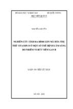 Nghiên cứu tính đa hình gen mã hóa thụ thể vitamin d trong một số thể bệnh lâm sàng do nhiễm vi rút viêm gan b