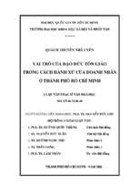 Vai trò của đạo đức tôn giáo trong cách hành xử của doanh nhân ở thành phố hồ chí minh    