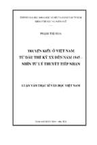 Truyện kiều ở việt nam từ đầu thế kỷ xx đến năm 1945   nhìn từ lý thuyết tiếp nhận    