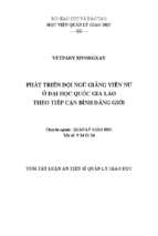 Phát triển đội ngũ giảng viên nữ ở đại học quốc gia lào theo tiếp cận bình đẳng giới tt