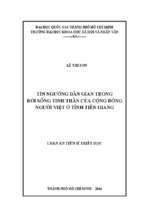 Tín ngưỡng dân gian trong đời sống tinh thần của cộng đồng người việt ở tỉnh tiền giang    