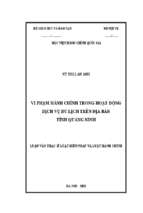 Vi phạm hành chính trong hoạt động dịch vụ du lịch trên địa bàn tỉnh quảng ninh