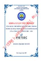 ứng dụng thẻ điểm cân bằng (bsc) trong đánh giá hiệu quả hoạt động sản xuất kinh doanh của công ty cổ phần việt   séc