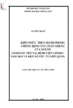 Kiến thức, thực hành phòng chống bệnh tay chân miệng của người chăm sóc trẻ tại bệnh viện vinmec năm 2019 và một số yếu tố liên quan