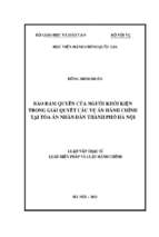 Bảo đảm quyền của người khởi kiện trong giải quyết các vụ án hành chính tại tòa án nhân dân thành phố hà nội