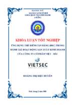 ứng dụng thẻ điểm cân bằng (bsc) trong đánh giá hiệu quả hoạt động sản xuất kinh doanh của công ty cổ phần việt   séc