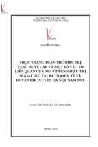 Thực trạng tuân thủ điều trị tăng huyết áp và một số yếu tố liên quan của người bệnh điều trị ngoại trú tại ba trạm y tế xã huyện phú xuyên, hà nam