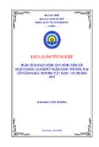 Phân tích hoạt động huy động tiền gửi khách hàng cá nhân ở ngân hàng thương mại cổ phần ngoại thương việt nam – chi nhánh huế