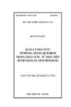 Quản lý nhà nước về phòng chống dịch bệnh trọng lĩnh vực chăn nuôi   từ thực tiễn huyện hoài ân, tỉnh bình định