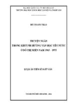 Truyện ngắn trong khuynh hướng văn học yêu nước ở đô thị miền nam giai đoạn 1965   1975    