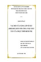 Vai trò của tầng lớp sĩ tộc (shizoku) đối với công cuộc duy tân của nhật thời minh trị    