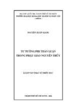 Tư tưởng phi thần luận trong phật giáo nguyên thủy    