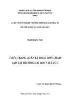 Thực trạng quản lý hoạt động đào tạo tại trường đại học việt đức    
