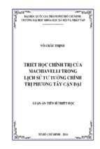 Triết học chính trị của machiavelli trong lịch sử tư tưởng chính trị phương tây cận đại    