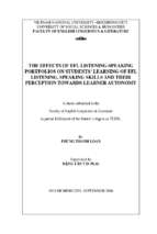 The effects of efl listening speaking portfolios students' learning of efl listening, speaking skills and their perception towards learner autonomy    m.a. 