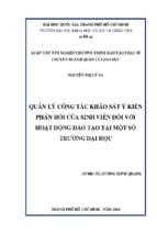 Quản lý công tác khảo sát ý kiến phản hồi của sinh viên đối với hoạt động đào tạo tại một số trường đại học    
