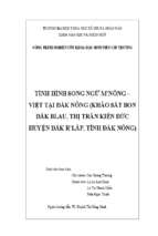 Tình hình song ngữ m’nông – việt tại đăk nông (khảo sát bon đăk blau, thị trấn kiến đức huyện đăk r’lấp, tỉnh đăk nông)    