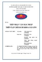 Tiếp nhận văn học pháp  trên tạp chí bách khoa sài gòn    