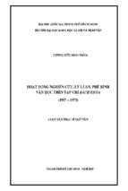 Hoạt động nghiên cứu, lý luận, phê bình văn học trên tạp chí bách khoa (1957 1975)    