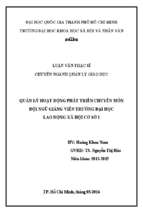 Quản lý hoạt động phát triển chuyên môn đội ngũ giảng viên trường đại học lao động   xã hội    