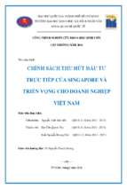Chính sách thu hút đầu tư trực tiếp của singapore và triển vọng cho doanh nghiệp việt nam    